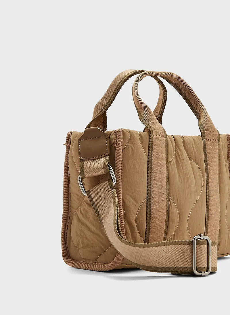 Ginger Quilted Nylon Tote Bag With Long Handle