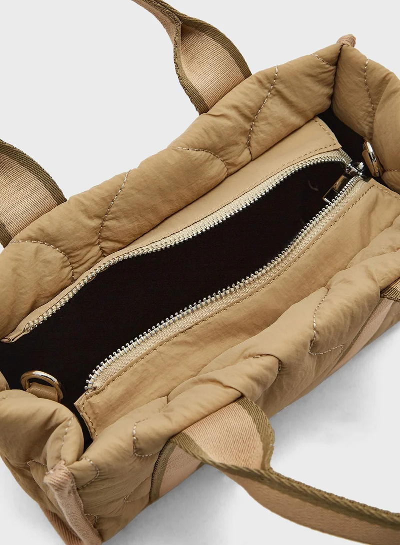 Ginger Quilted Nylon Tote Bag With Long Handle
