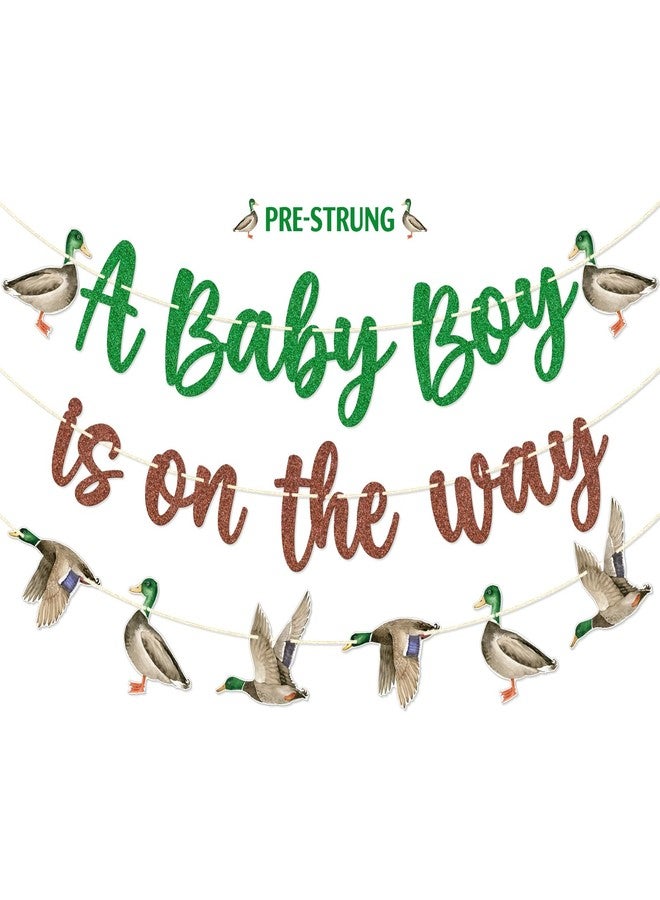 FOZEE Mallard Duck Baby Shower Decorations - A Baby Boy is on the Way Banner - Boy Hunting Duck Party Decorations - Hunting Baby Shower Decor - Image 1