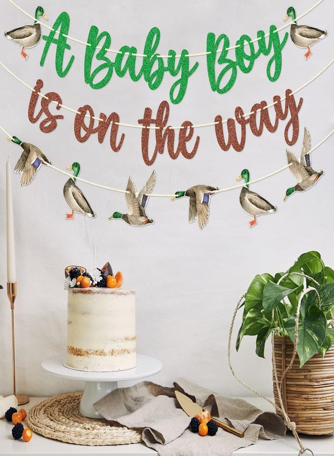 FOZEE Mallard Duck Baby Shower Decorations - A Baby Boy is on the Way Banner - Boy Hunting Duck Party Decorations - Hunting Baby Shower Decor - Image 4