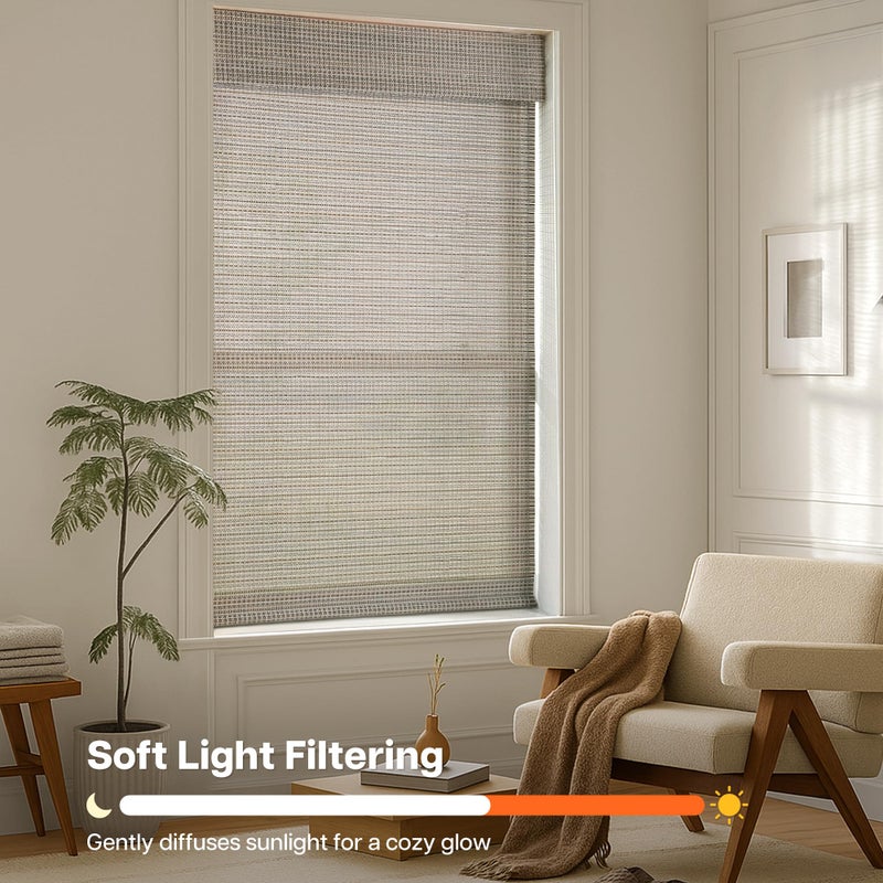 LazBlinds Cordless Bamboo Roman Shades for Windows, Light Filtering Natural Bamboo Blinds, Easy Lift Cordless Design for Living Room & Bedroom, Fits Interior Windows 20" W x 64" H, Greystone - Image 5