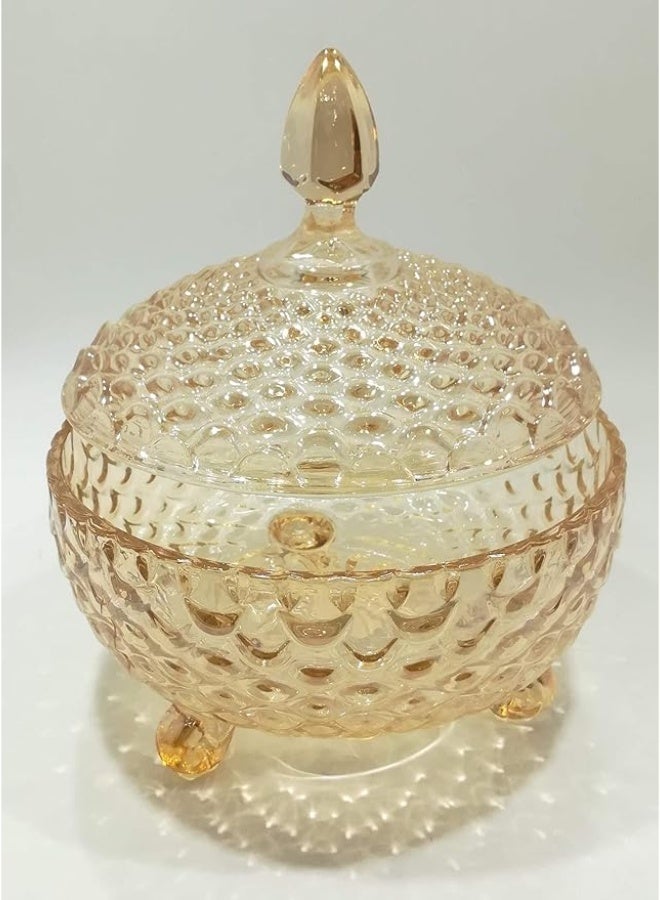 Amber Glass Bonbonniere with Lid – Elegant Candy Storage Jar for Sweets & Chocolates - Image 3
