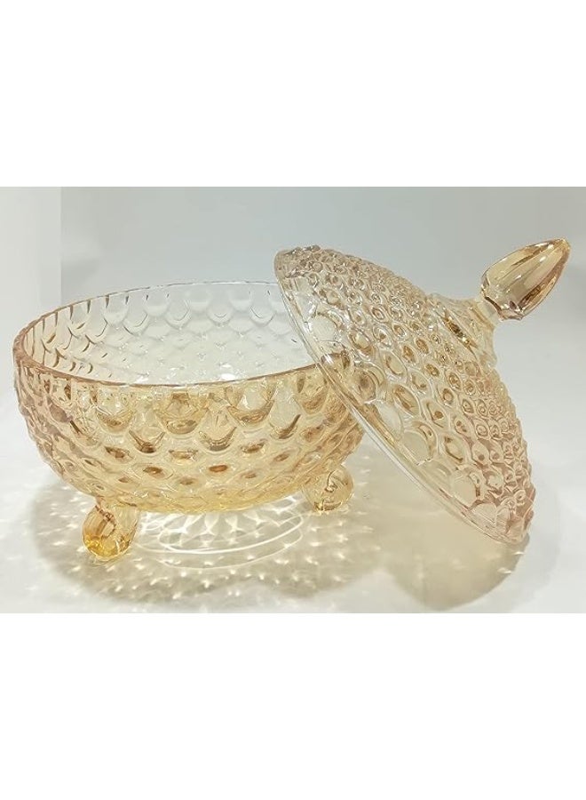 Amber Glass Bonbonniere with Lid – Elegant Candy Storage Jar for Sweets & Chocolates - Image 2