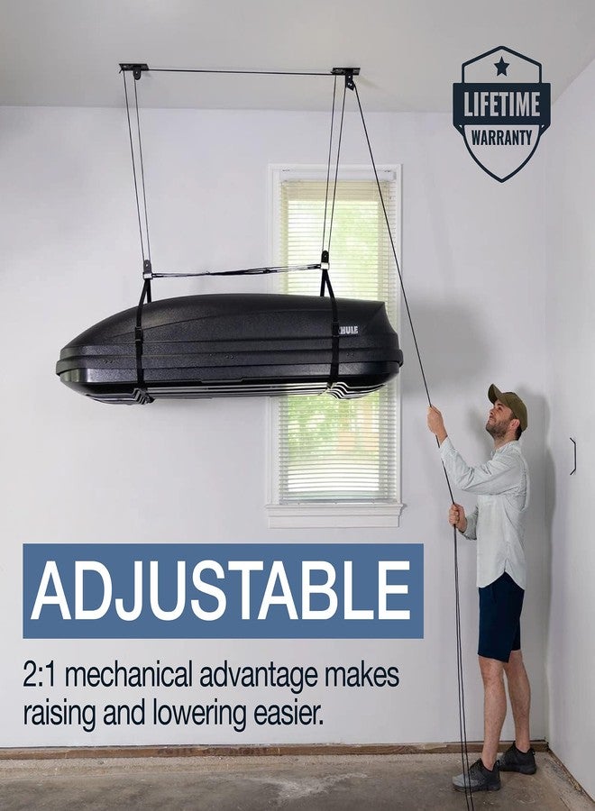 StoreYourBoard Cargo Box Pulley System - Heavy-Duty Garage Hoist Lift for Rooftop Carriers - Garage Storage & Garage Organization Ceiling Hoist with Pulley - Holds 150 lbs - Fits 8-10 ft Ceilings - Image 2