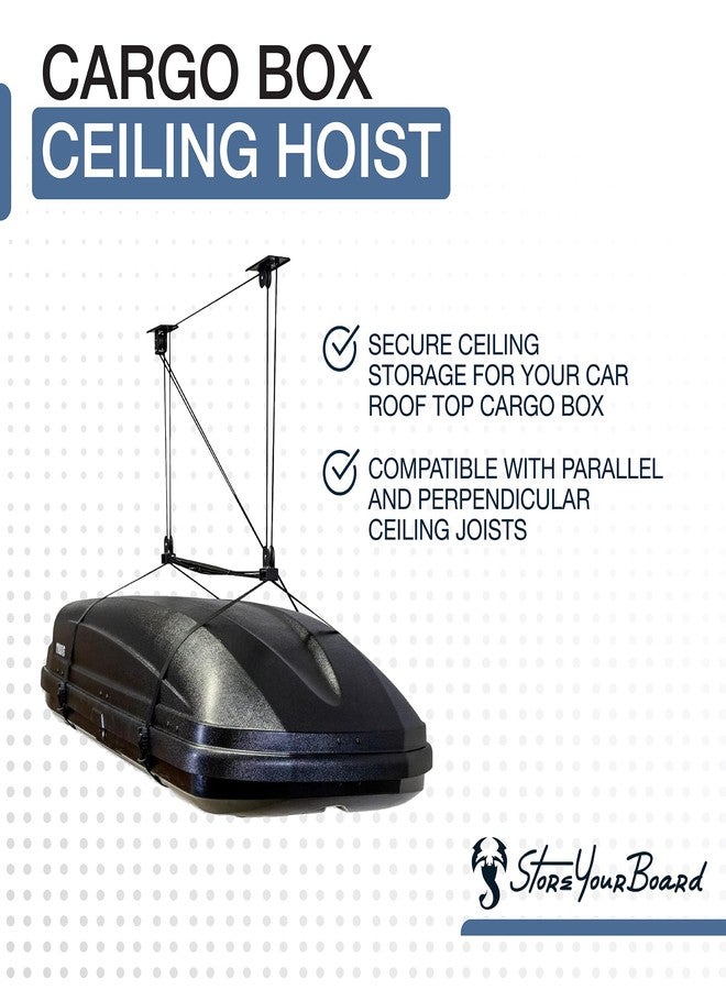 StoreYourBoard Cargo Box Pulley System - Heavy-Duty Garage Hoist Lift for Rooftop Carriers - Garage Storage & Garage Organization Ceiling Hoist with Pulley - Holds 150 lbs - Fits 8-10 ft Ceilings - Image 3