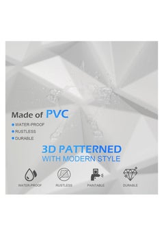 MissTiara 10 pcs Diamond Design PVC 3D Wall Panels with 50M Double-Sided Adhesive, Suitable for Kitchen,  Living Room,  Bedroom,  Bathroom,  Office and Various Places,  50*50cm Each  - Image 4