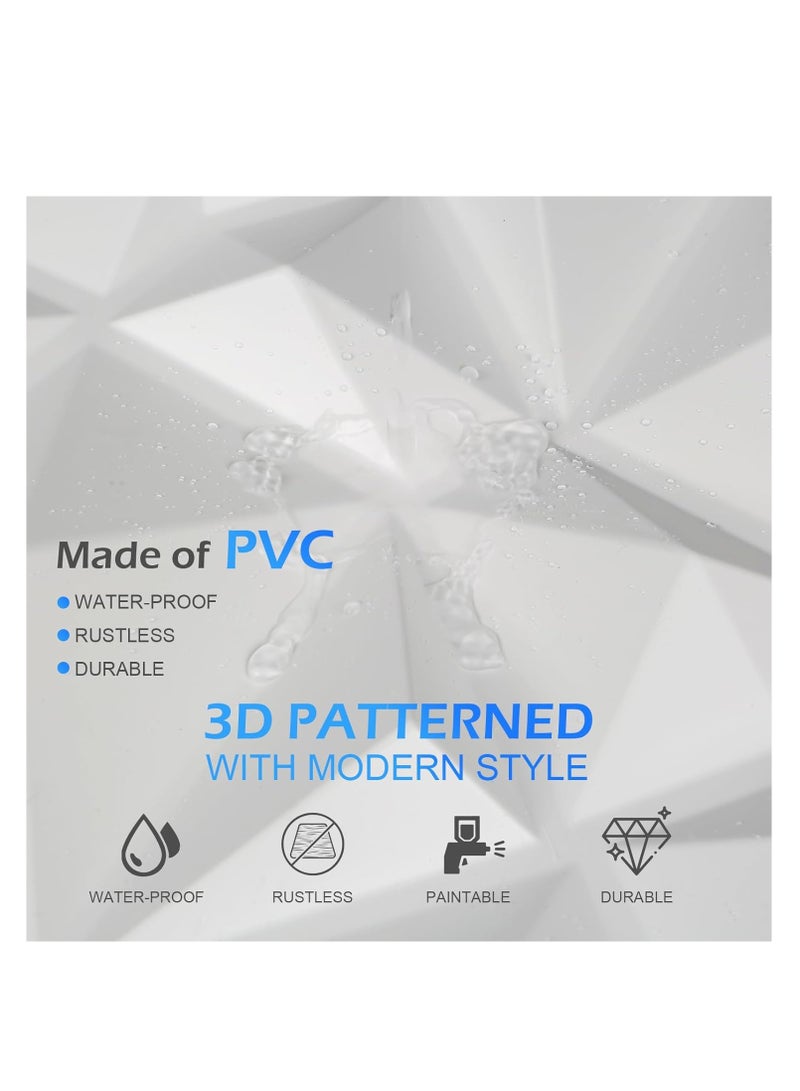 MissTiara 10 pcs Diamond Design PVC 3D Wall Panels with 50M Double-Sided Adhesive, Suitable for Kitchen,  Living Room,  Bedroom,  Bathroom,  Office and Various Places,  50*50cm Each  - Image 4