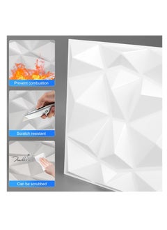 MissTiara 10 pcs Diamond Design PVC 3D Wall Panels with 50M Double-Sided Adhesive, Suitable for Kitchen,  Living Room,  Bedroom,  Bathroom,  Office and Various Places,  50*50cm Each  - Image 5