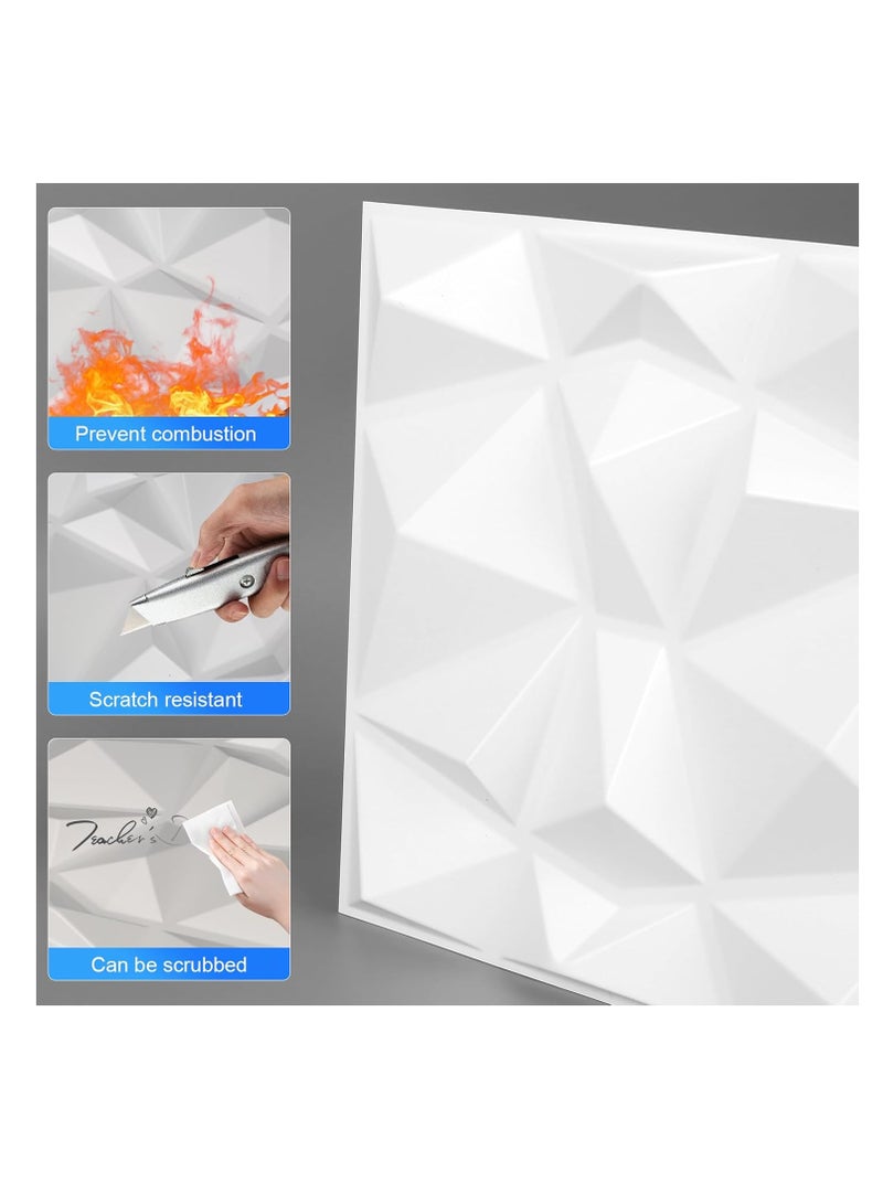 MissTiara 10 pcs Diamond Design PVC 3D Wall Panels with 50M Double-Sided Adhesive, Suitable for Kitchen,  Living Room,  Bedroom,  Bathroom,  Office and Various Places,  50*50cm Each  - Image 5