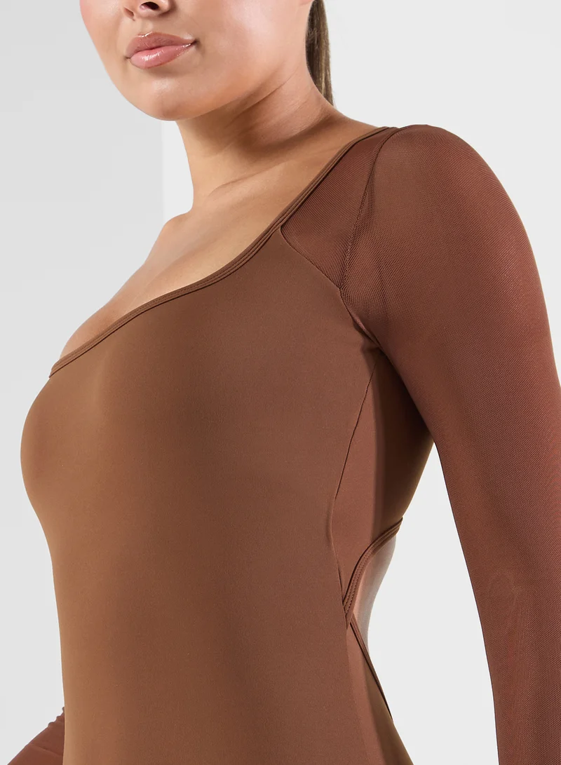 FRWD Seamless Square Neck Back Cutout Detail Unitard