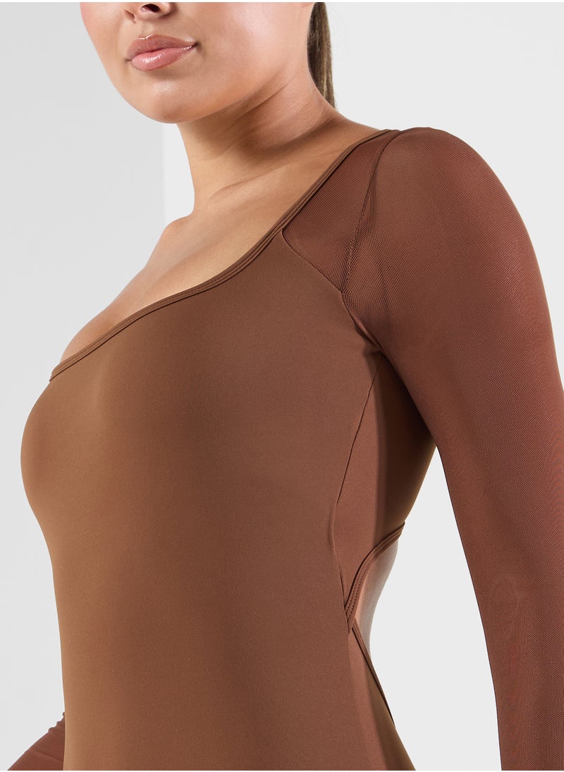 FRWD Seamless Square Neck Back Cutout Detail Unitard  - Image 3