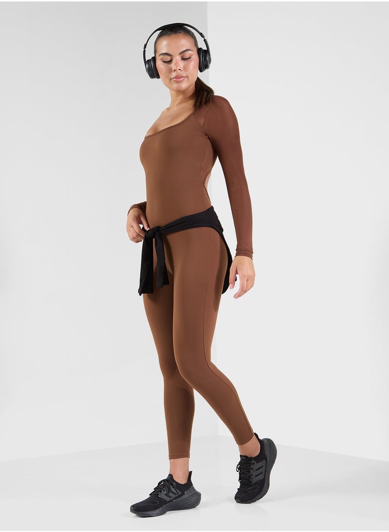 FRWD Seamless Square Neck Back Cutout Detail Unitard  - Image 4