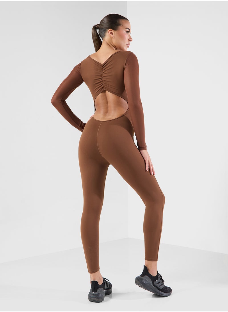 FRWD Seamless Square Neck Back Cutout Detail Unitard  - Image 2
