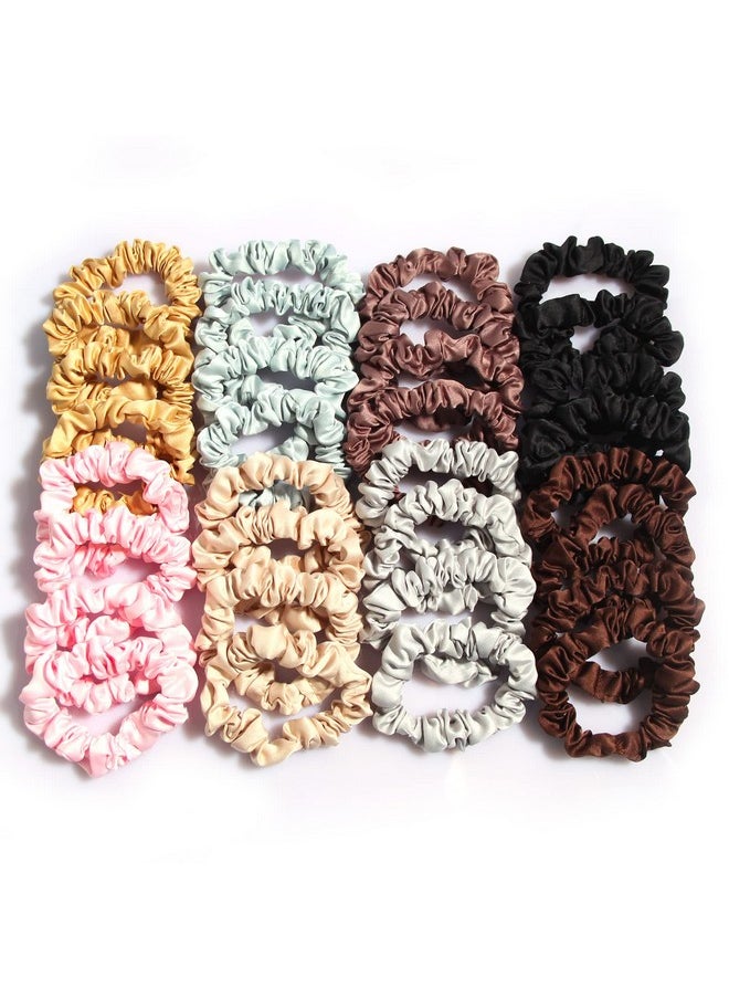 Furling Pompoms - Satin Scrunchies Ties For Women Girls Hair Small Elastic Bandfurling Pompoms 32 Pcs Hair Bobbles Scrunchie Thick Thin Hair Ponytail Holders Accessories Charm - Image 1