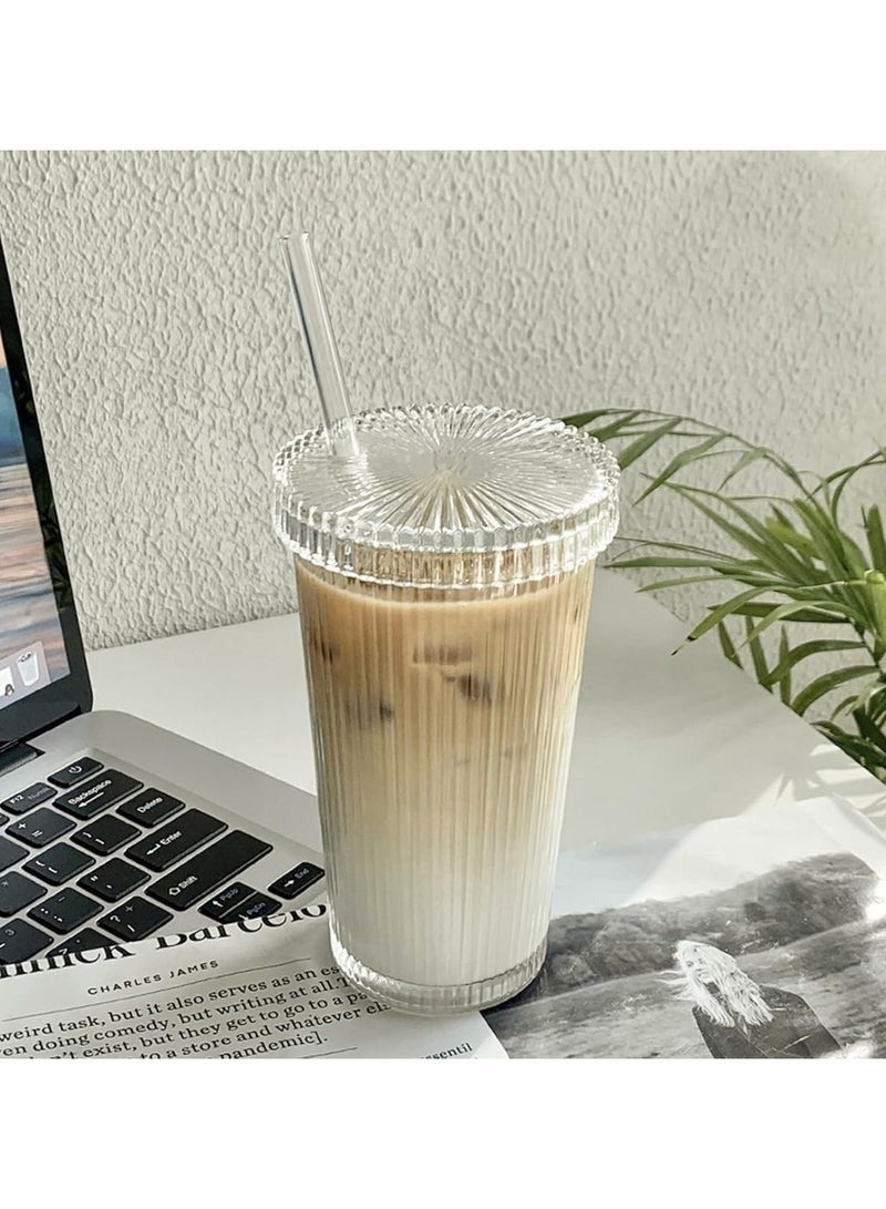 Happy Home Glass cup with lid, 420ml capacity – Versatile clear glass drinking cup for water, juice, iced coffee, and smoothies – Reusable glass coffee cups for travel – Heat-resistant and easy-to-clean glass, perfect for the office, home, and cafe. - Image 5