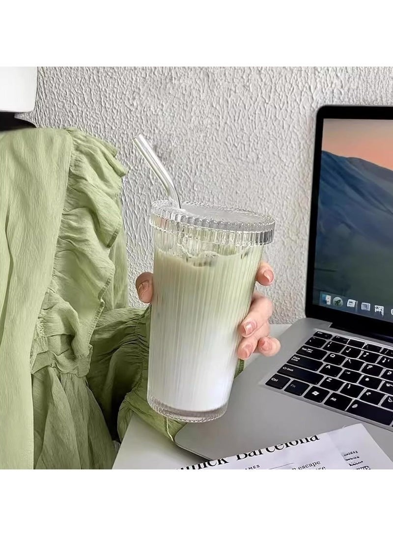 Happy Home Glass cup with lid, 420ml capacity – Versatile clear glass drinking cup for water, juice, iced coffee, and smoothies – Reusable glass coffee cups for travel – Heat-resistant and easy-to-clean glass, perfect for the office, home, and cafe. - Image 3