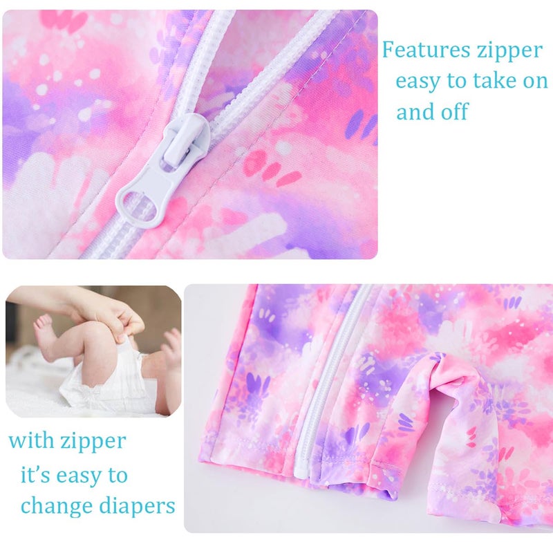 UMELOK Toddler Girl Swimsuit Baby Rash Guard Swimwear Rashguard UPF 50+ Sun Protection Bathing Suit Sunsuit Pink, Tie Dye-24-36M - Image 4