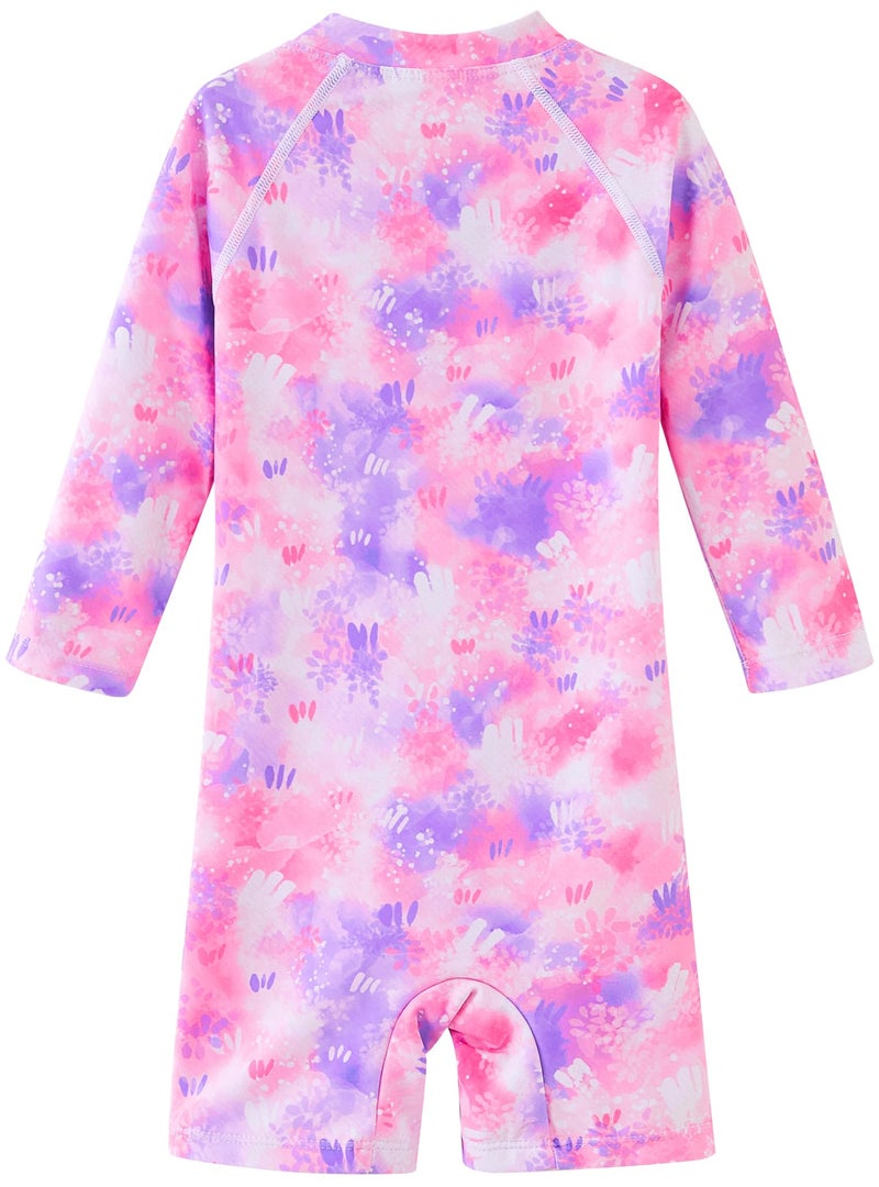 UMELOK Toddler Girl Swimsuit Baby Rash Guard Swimwear Rashguard UPF 50+ Sun Protection Bathing Suit Sunsuit Pink, Tie Dye-24-36M - Image 2