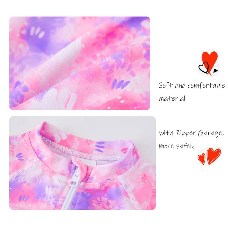 UMELOK Toddler Girl Swimsuit Baby Rash Guard Swimwear Rashguard UPF 50+ Sun Protection Bathing Suit Sunsuit Pink, Tie Dye-24-36M - Image 5