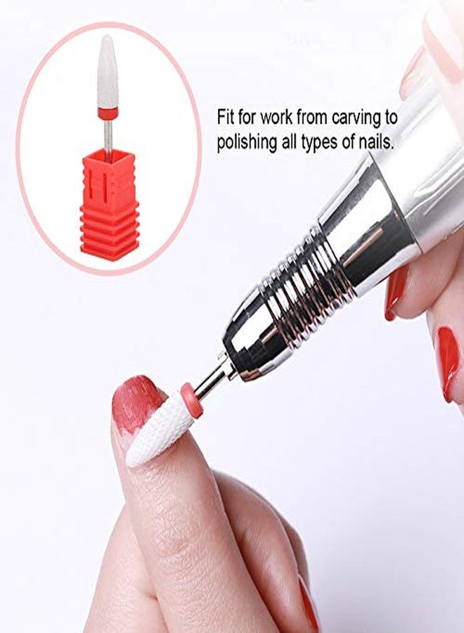 Walfront Ceramic Nail Drill Bit Corn-Head-Shape Professional Grinding Head for Nail Polishing(Red) - Image 3
