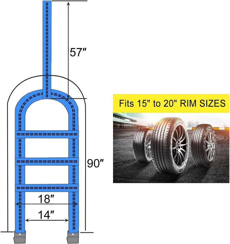 FSBCGT Set of 2 Tow Dolly Straps with Flat Hook - Blue Basket Strap for 16-20" Tires - Image 2