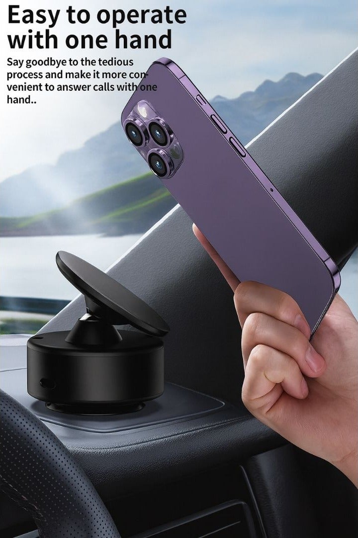 RADSUN Magnetic Vacuum Phone Holder – 360° Rotating Double-Sided Car Mount, Strong Suction for Dashboard, Mirror, Wall, Gym – MagSafe Compatible – Black - Image 2