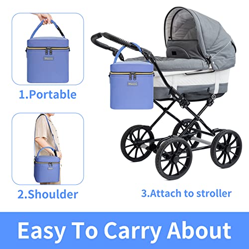 Mancro Breastmilk Cooler Bag with Ice Pack Fits 6 Baby Bottles Up to 9 Ounce, Insulated Baby Bottle Bag with Strap for Nursing Mom Daycare, Blue - Image 5