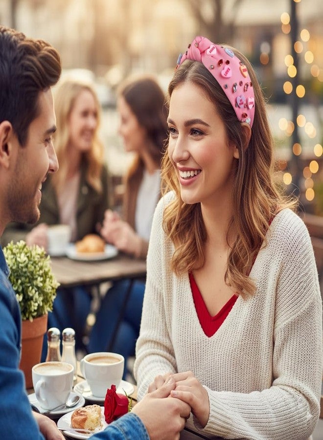 TERSE Valentine Headbands for Women Valentine's Day Hair Accessories Gifts for Her Love Heart Jeweled Headband - Image 4