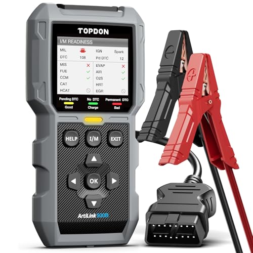 TOPDON AL500B OBD2 Scanner Battery Tester 2 in 1 Code Reader, Full OBDII Diagnosis, 12V Battery Tests & 12V/24V Cranking Tests, Charging Tests, Scan Tool, Car Diagnostic Tool for All OBDII Cars - Image 1