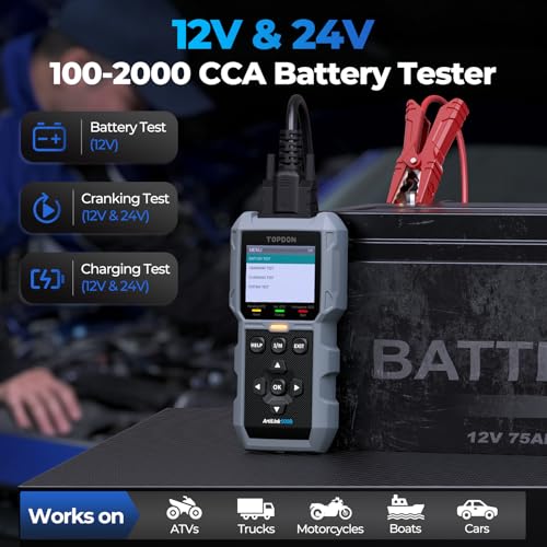 TOPDON AL500B OBD2 Scanner Battery Tester 2 in 1 Code Reader, Full OBDII Diagnosis, 12V Battery Tests & 12V/24V Cranking Tests, Charging Tests, Scan Tool, Car Diagnostic Tool for All OBDII Cars - Image 4