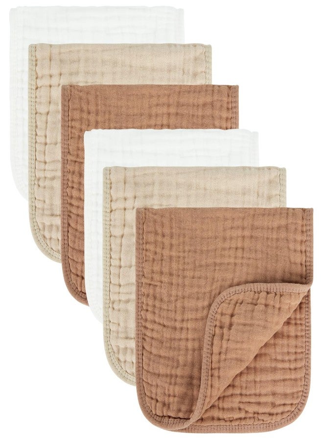 MIGIOL Baby Burp Cloth 100% Cotton Newborn Cotton Muslin Burp Cloth 10x20 inches (White & Coffee 6 Pieces) - Image 1