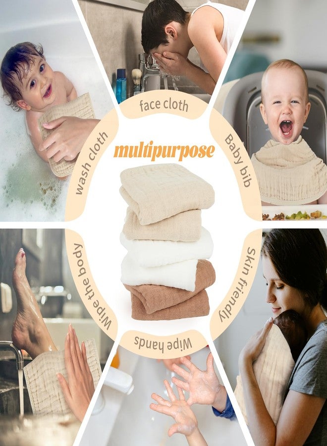 MIGIOL Baby Burp Cloth 100% Cotton Newborn Cotton Muslin Burp Cloth 10x20 inches (White & Coffee 6 Pieces) - Image 4