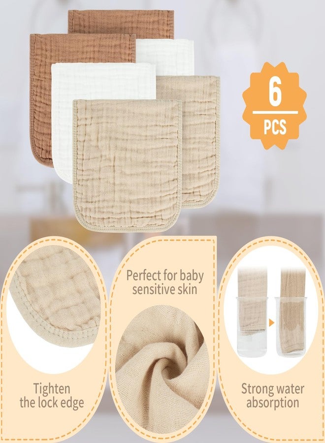 MIGIOL Baby Burp Cloth 100% Cotton Newborn Cotton Muslin Burp Cloth 10x20 inches (White & Coffee 6 Pieces) - Image 3