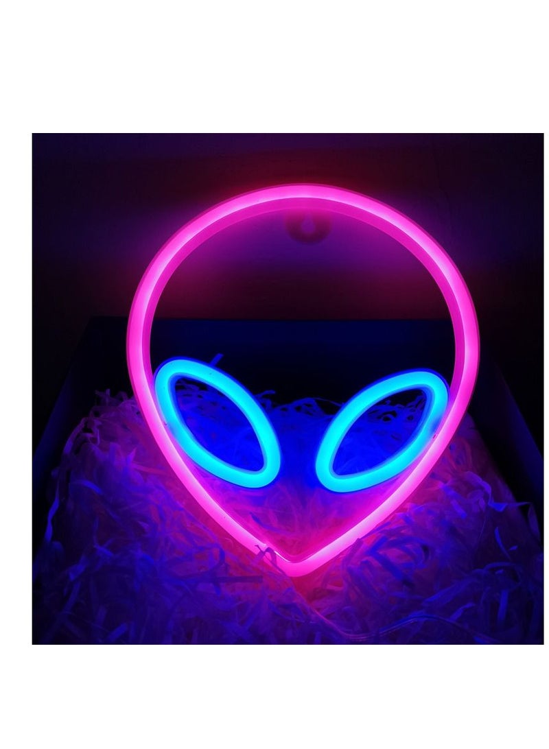 Y&D Neon Sign Light Pink/Blue, Personalized Home Decoration Light, Alien Shaped Light, Fashionable Shaped Light - Image 1