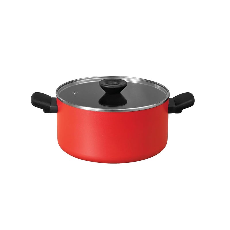 MEYER Meyer Aluminium Bahaus Nonstick Casserole With Lid, Biryani Pot | Biryani Handi | Biryani Rice | Cooking Casserole | Biryani Pot Nonstick Big Size | Non Stick Biryani Pot 5.2 Litre, 24Cm, Red 