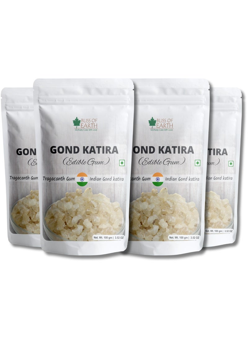 BLISS OF EARTH Gond Katira Organic Edible Tragacanth Gond for Laddu Making and Sweets 100Gm pack of 4  - Image 1