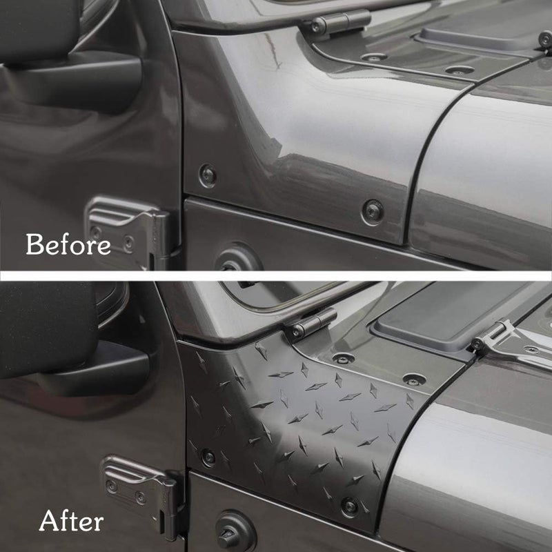 Savadicar Cowl Body Armor Outer Cowl Covers Corner Guards for 2018-2025 Jeep Wrangler JL JLU & Jeep Gladiator JT 2/4 Door, Exterior Accessories Parts, Textured Black, Pair - Image 3