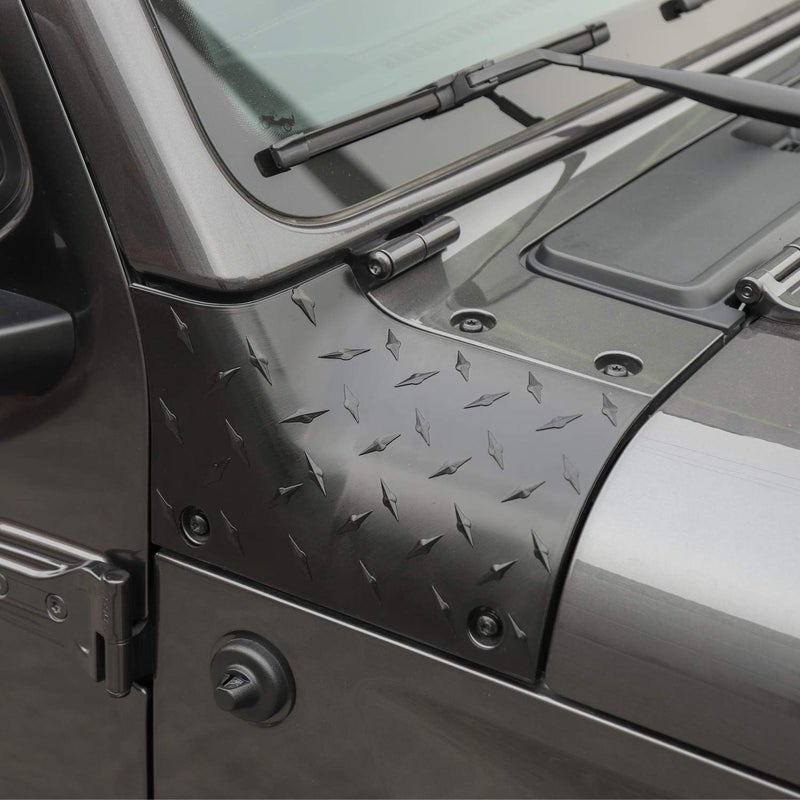Savadicar Cowl Body Armor Outer Cowl Covers Corner Guards for 2018-2025 Jeep Wrangler JL JLU & Jeep Gladiator JT 2/4 Door, Exterior Accessories Parts, Textured Black, Pair - Image 4