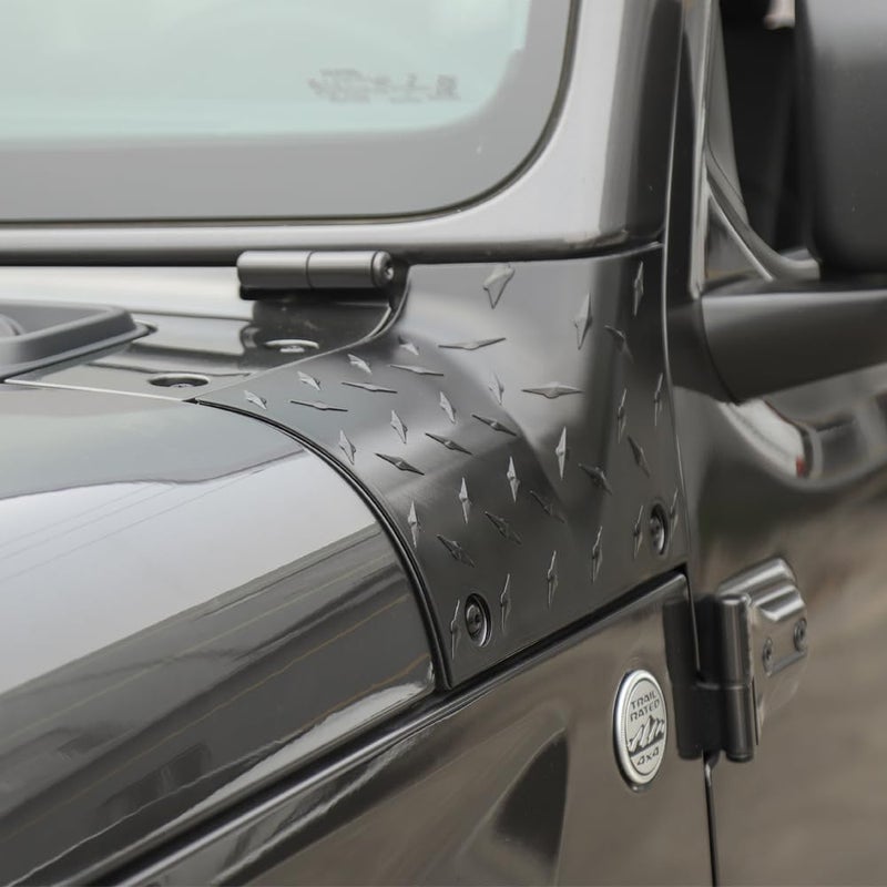 Savadicar Cowl Body Armor Outer Cowl Covers Corner Guards for 2018-2025 Jeep Wrangler JL JLU & Jeep Gladiator JT 2/4 Door, Exterior Accessories Parts, Textured Black, Pair - Image 2