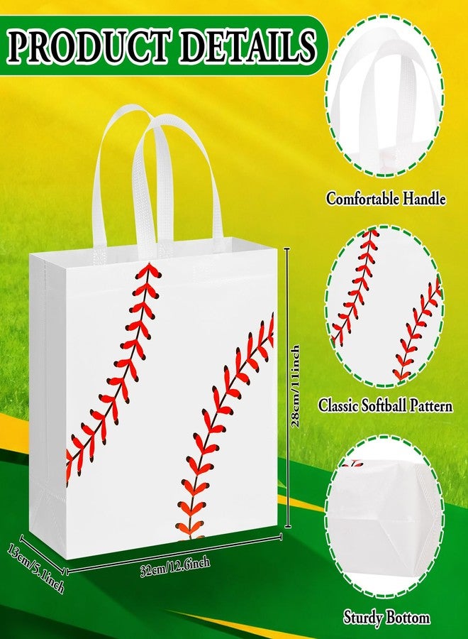 Locmeo 15 Pcs Baseball Gift Bags with Handles Reusable Goodie Treat Non Woven Tote Bags 12.6"x5.1"x11" Large End of Season Party Favors for Senior Night Coach Appreciation Gifts - Image 2