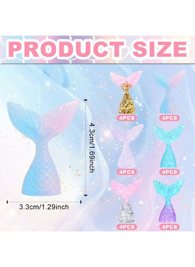 Ksheria 30PCs Mermaid Tail Cake Toppers Set - Reusable Resin Cupcake Toppers & Liners, Under the Sea Party Decor, Princess Theme Birthday, DIY Craft Supplies - Image 2
