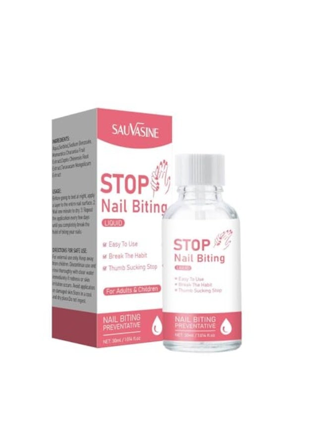 SAUVASINE Anti Nail Biting Polish, Clear Varnish to Discourage Nail Biting and Thumb Sucking for Kids and Adults – Fast Application with Safe, Bitter Taste from Natural Plant Extracts - Image 1