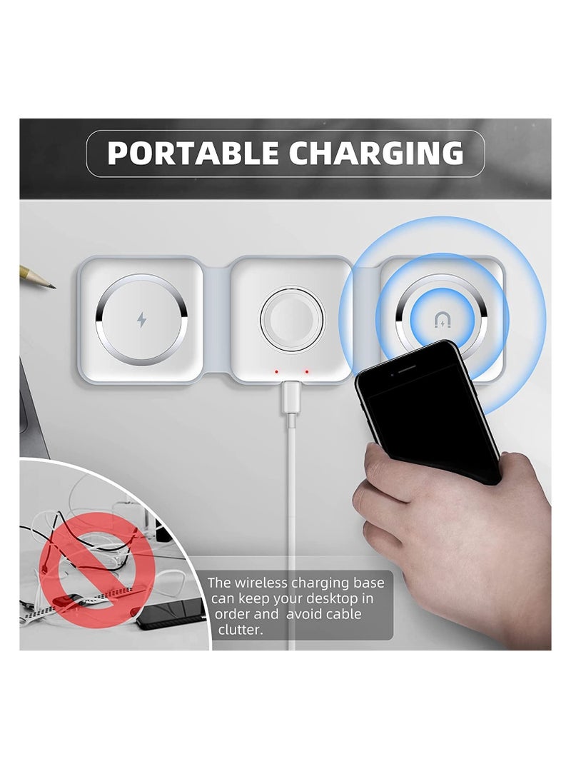 ELTRAZONE 3 in 1 Wireless Charger,Magnetic Foldable Charging Station,Fast Wireless Charging Pad (WHITE) - Image 2