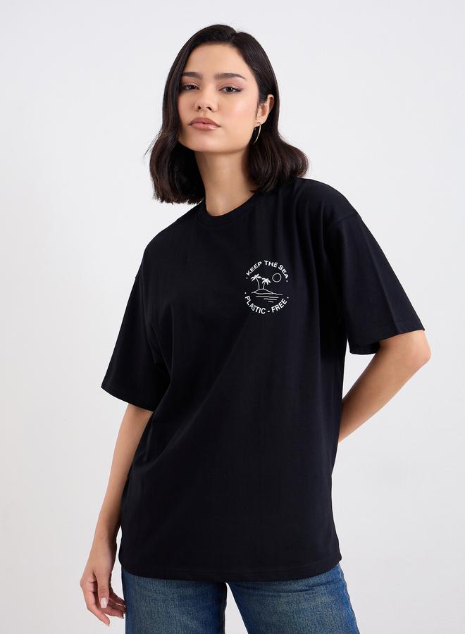 Styli Slogan Print Oversized T-Shirt - Image 1