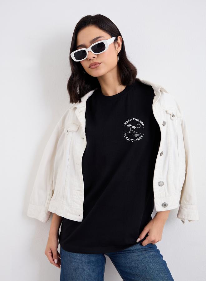 Styli Slogan Print Oversized T-Shirt - Image 5