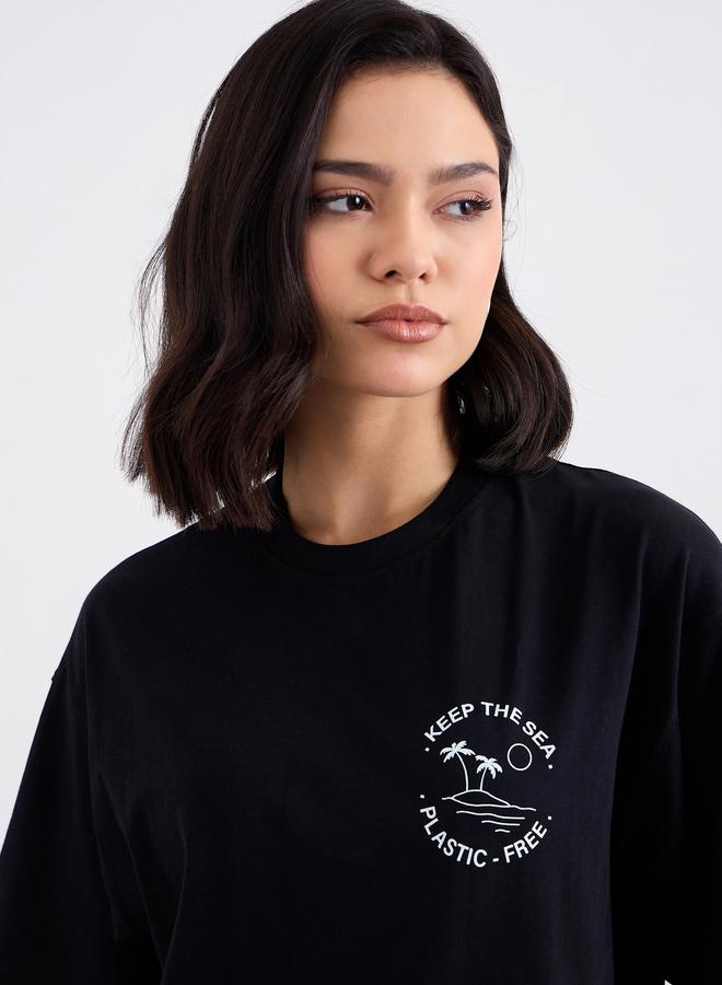 Styli Slogan Print Oversized T-Shirt - Image 3