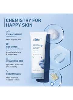 Plum Simply Bright 2% Niacinamide Face Wash With Rice Water | Brightens Skin | Softens & Smoothens Skin | Gentle & Non-Drying | Women & Men | 100% Vegan | 100 Ml  - Image 3