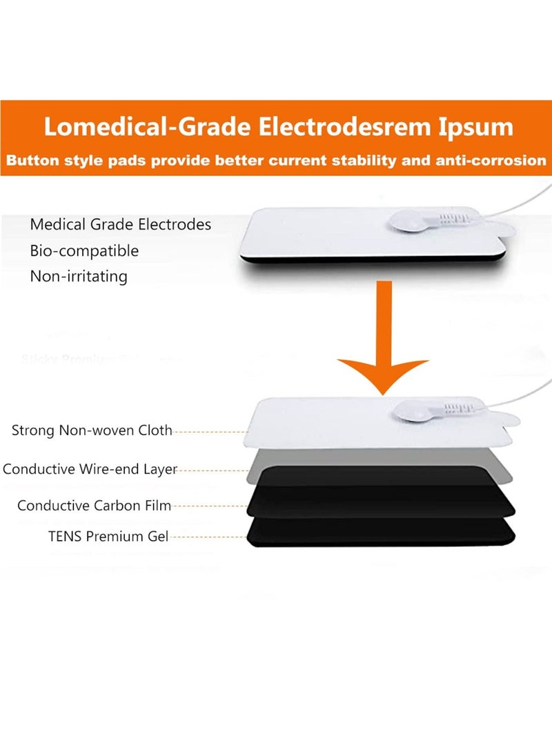 TENS Unit Replacement Pads TENS Pads Standard 3.5mm SnapOn Connector Electrode Pads Self Adhesive Electro Therapy Patches for Electrical Stimulation  NonIrritating Stim Tens Unit Pads（8PCS）