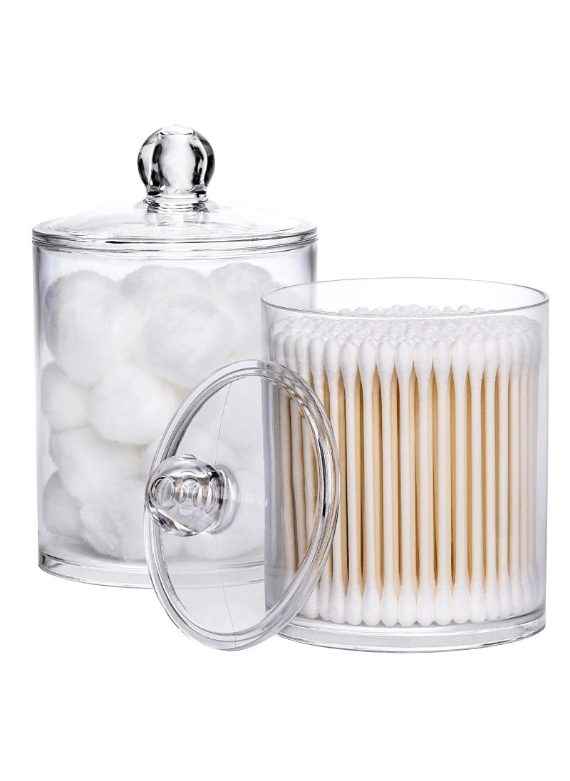 Tbestmax Tbestmax 12Ounce Qtip Holder Clear Plastic Apothecary Jars with Lids for Organizing Cotton Swab Cotton Round Pads Floss 2 Pack 