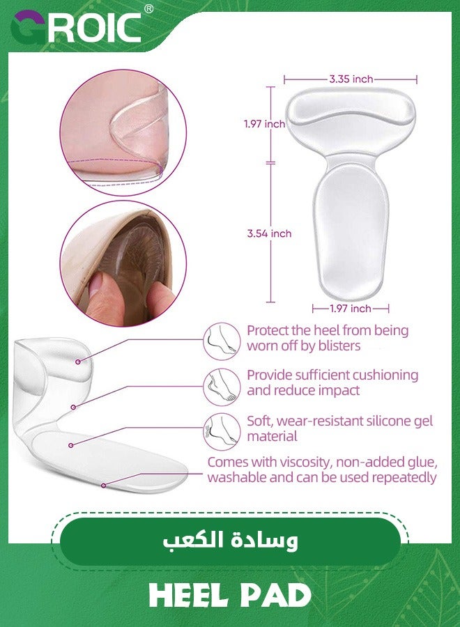 GROIC Heel Pad and Metatarsal Pad, Silicone Insole for High Heels, Wear-resistant Anti-slip Half-size Pad, Transparent Invisible Massage Shock Absorption Heel Sticker,Foot Care Protector - Image 2